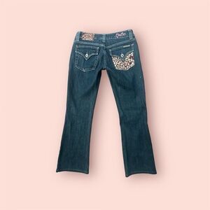 Y2K dark wash Miss Me Jeans Leopard Print size 27